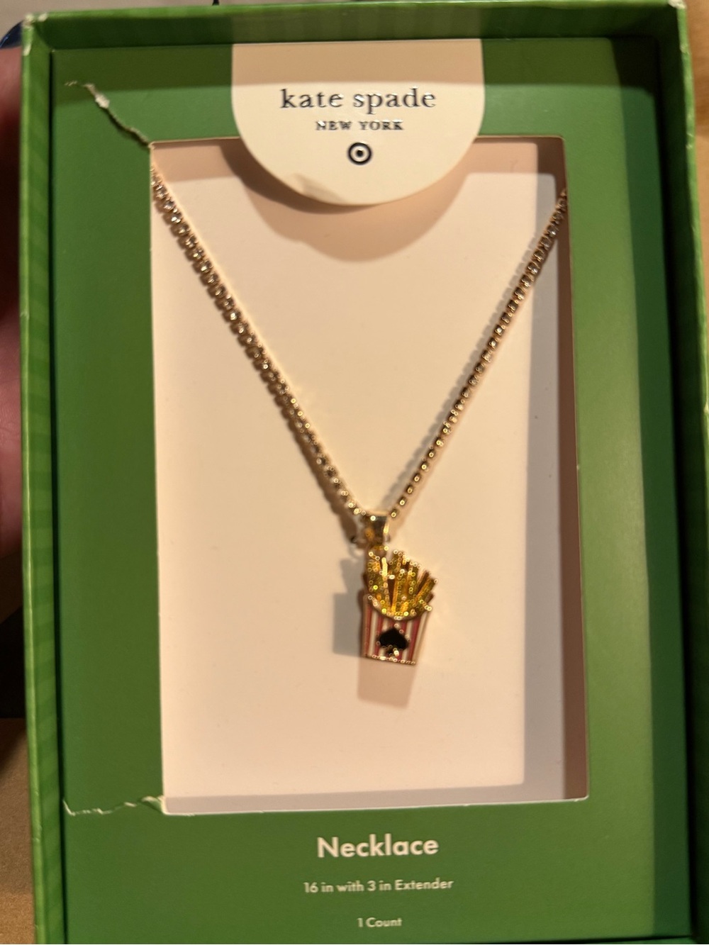 kate spade gold-tone french fry charm necklace